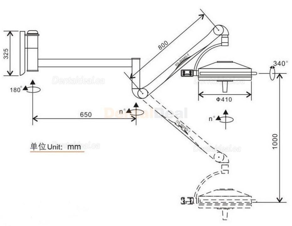 KWS KD-2036D-1 108W Wall Mounted Dental Surgical Lamp Shadowless Medical Exam Light