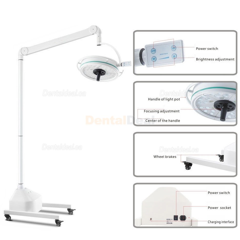 KWS KD-2036D-3 108W Mobile Dental LED Shadowless Surgical Lamp Medical Exam Light