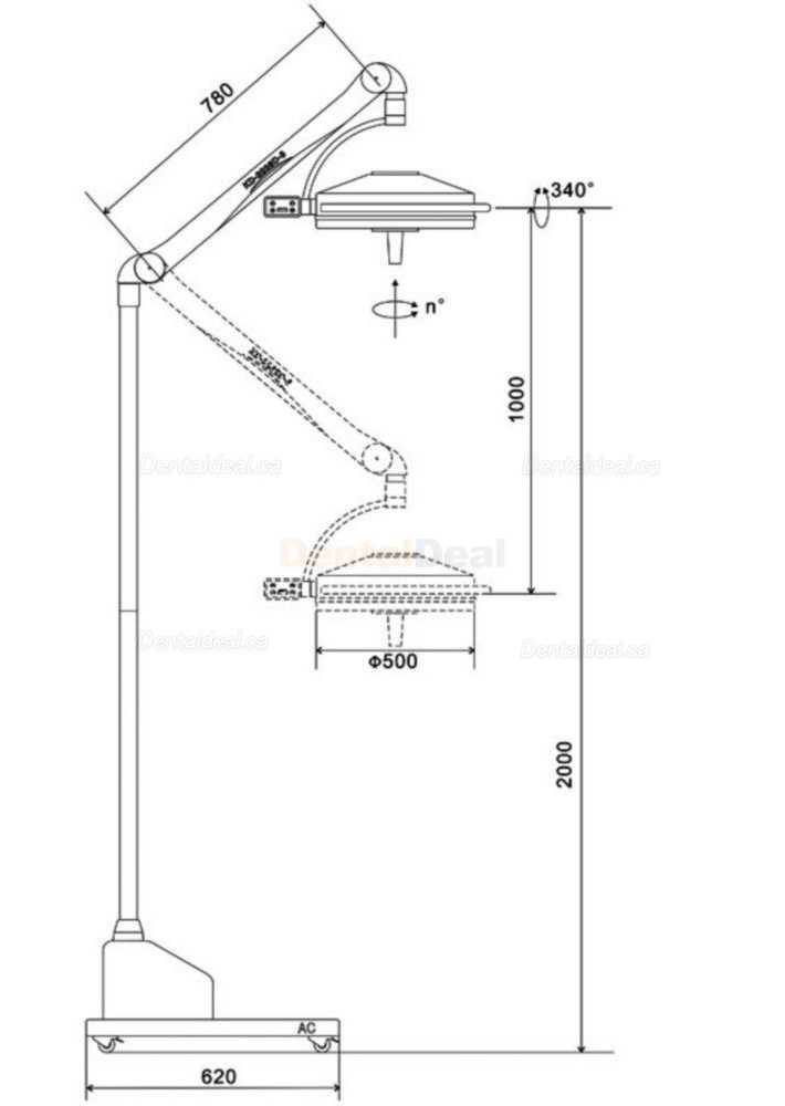 KWS KD-2036D-3 108W Mobile Dental LED Shadowless Surgical Lamp Medical Exam Light