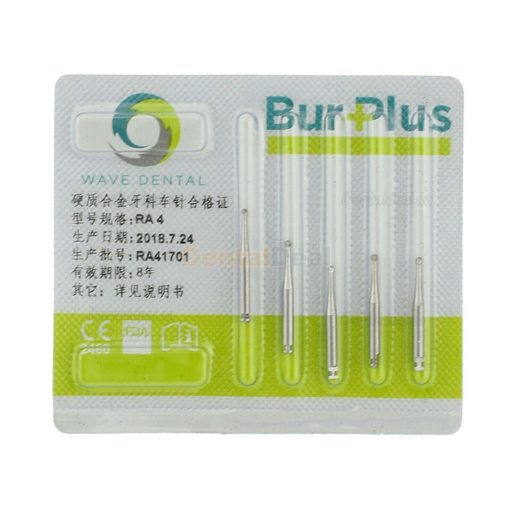 10Pcs Round Dental Carbide Burs Taper Fissure Right Angle & Latch Type RA Bur Midwest LA 22mm