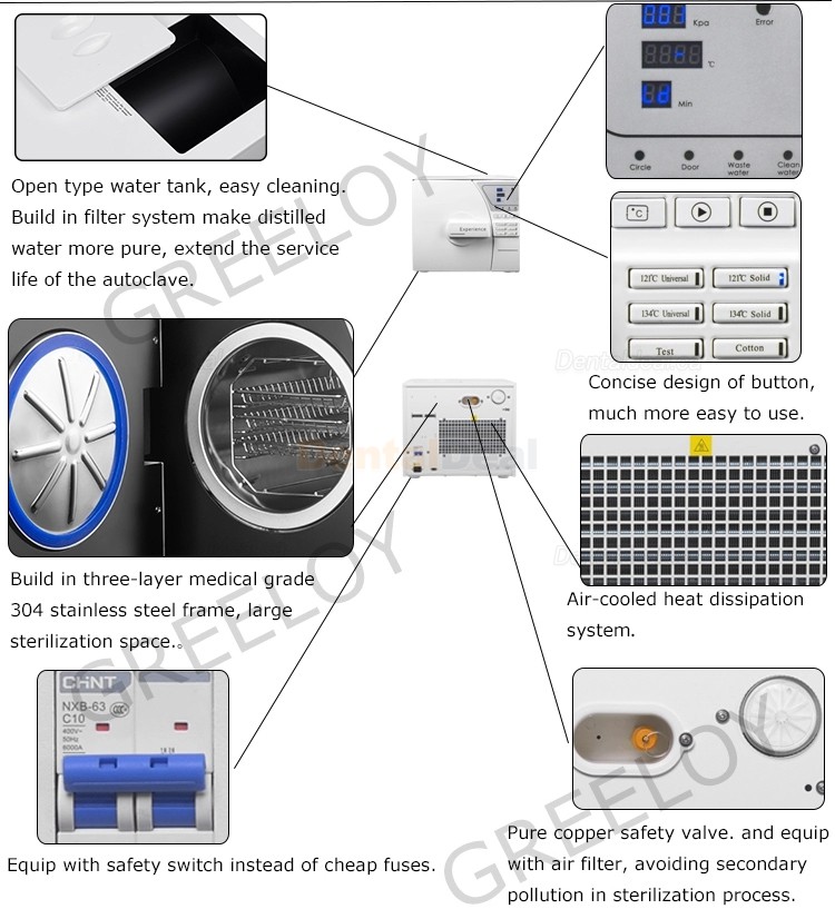 8-23L Benchtop Dental Autoclave Sterilizer Vacuum Steam with Printer