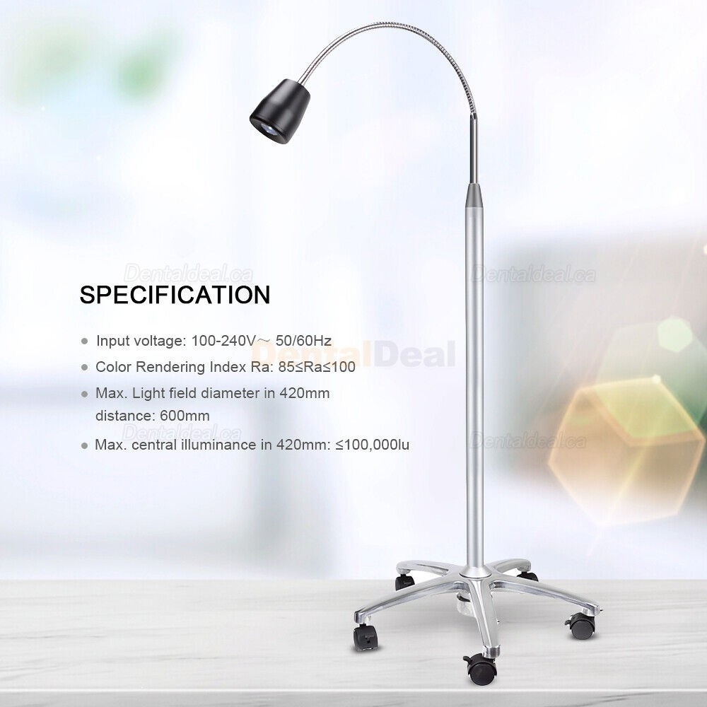Micare JD1100 3W Mobile Dental LED Exam Lamp Shadowless Examination Light