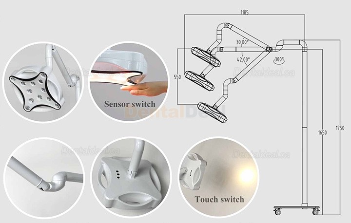 Micare JD1700L Mobile LED Surgical Lamp Shadowless Light Operation Lamp For Dental Medical