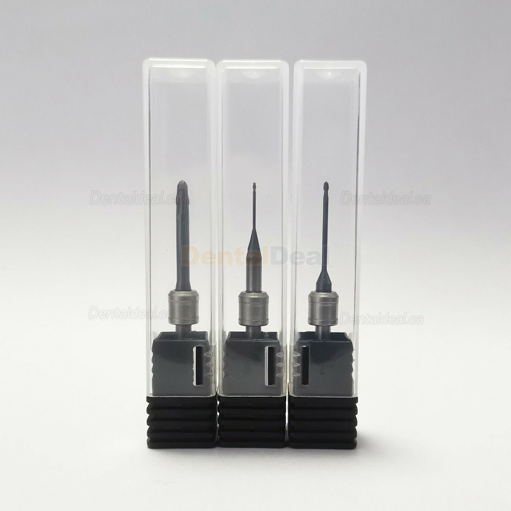 3Pcs Dental Milling Burs for CAD CAM Milling Machine 0.6/1.0/2.5mm Fit Amann Girrbach