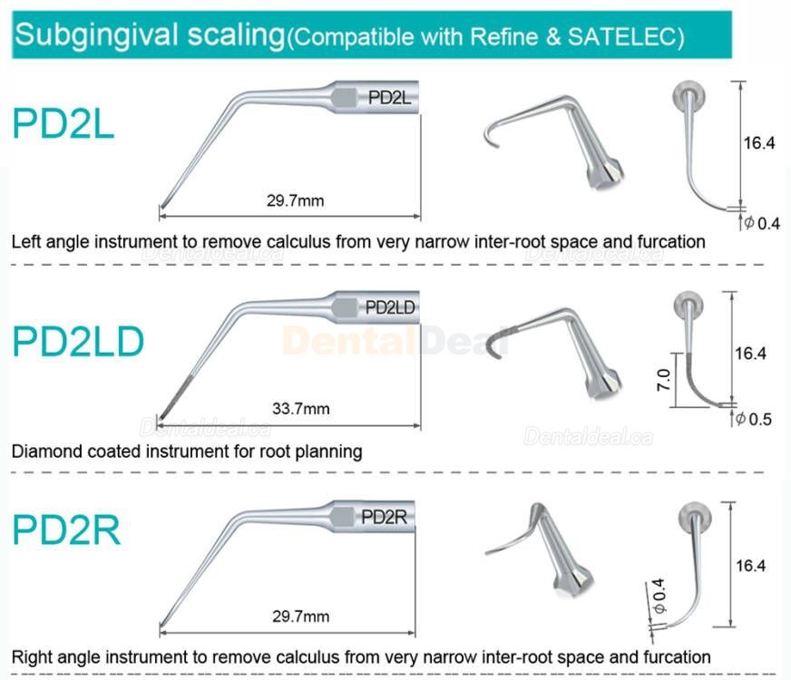 10Pcs Refine&reg;Ultrasonic Piezo Scaling Tips P10 P11 P12 P14L P18 P20 P20L P20R P21 22 LR Fit Woodpecker EMS