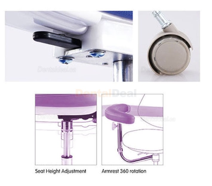 QY600 Adjustable Dental Hygienist Stool Ergonomic Dentist Assistant Stool with Armrest