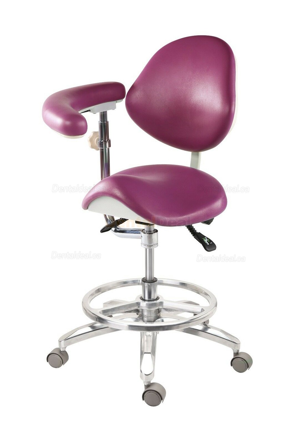 QY-MA-L Dental Saddle Stool Seating Chair with Adjustable Armrest + Foot Ring