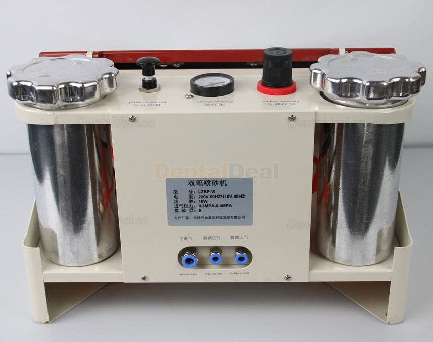 LZ-VI Dental Lab Sandblaster Sandblasting Sandblaster Machine with Twin-pen 2 Tank & LED Light