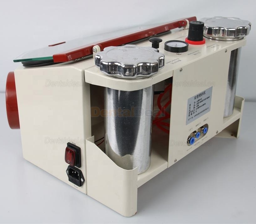 LZ-VI Dental Lab Sandblaster Sandblasting Sandblaster Machine with Twin-pen 2 Tank & LED Light