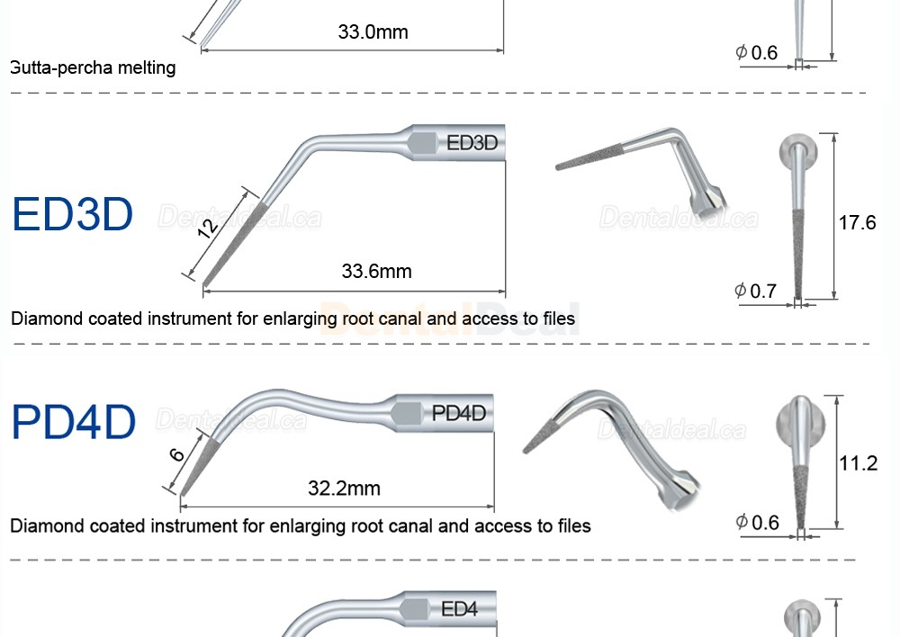 10Pcs Refine&reg; Endodontic Ultrasonic Tips ED1 ED2 ED3 ED4 ED5 ED6 ED7 ED8 ED9 ED10 ED11 ED14 ED15 Fit Satelec NSK DTE