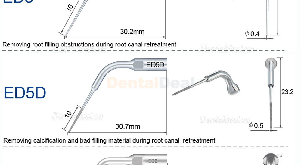10Pcs Refine&reg; Endodontic Ultrasonic Tips ED1 ED2 ED3 ED4 ED5 ED6 ED7 ED8 ED9 ED10 ED11 ED14 ED15 Fit Satelec NSK DTE
