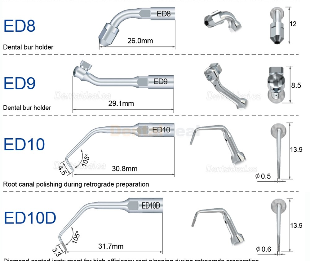 10Pcs Refine&reg; Endodontic Ultrasonic Tips ED1 ED2 ED3 ED4 ED5 ED6 ED7 ED8 ED9 ED10 ED11 ED14 ED15 Fit Satelec NSK DTE