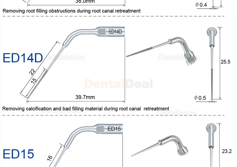 10Pcs Refine&reg; Endodontic Ultrasonic Tips ED1 ED2 ED3 ED4 ED5 ED6 ED7 ED8 ED9 ED10 ED11 ED14 ED15 Fit Satelec NSK DTE