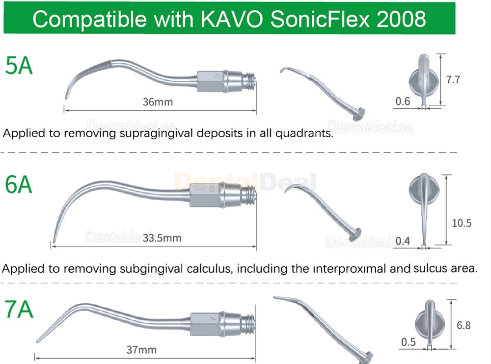 10Pcs Refine&reg; Dental Air Scaler Tips 5A 6A 7A Fit Kavo SONICflex Scaler