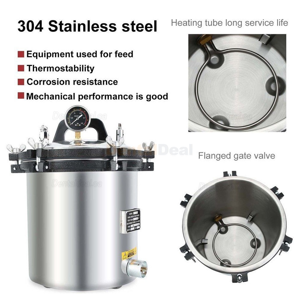 18L Portable High Pressure Steam Sterilizer Medical Dental Tattoo Autoclave Sterilization