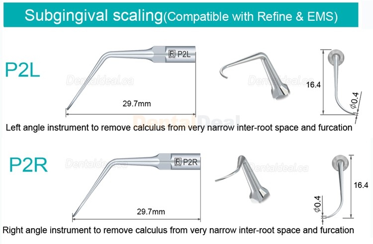 5Pcs Refine&reg; Ultrasonic Perio Scaler Tips P2L P2R P2LD P2RD P5 P6 P7 P8 P10 P11 P12 P14L Fit EMS Woodpecker