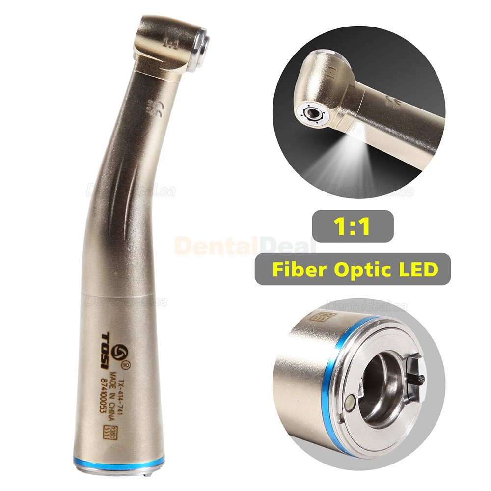 TOSI TX-414-741 Dental Fibre Optic 1:1 Contra Angle Handpiece E type