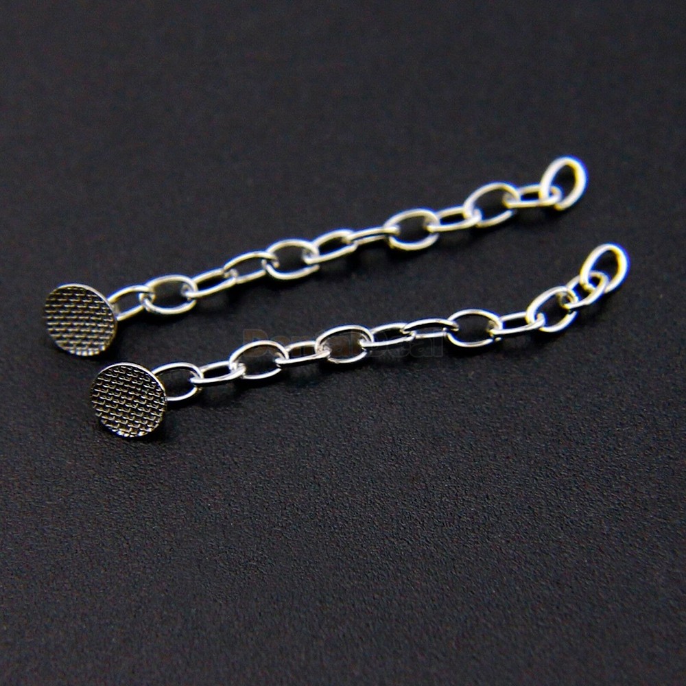 10Pcs Orthodontic Traction Chain Round Button with Chain Silver