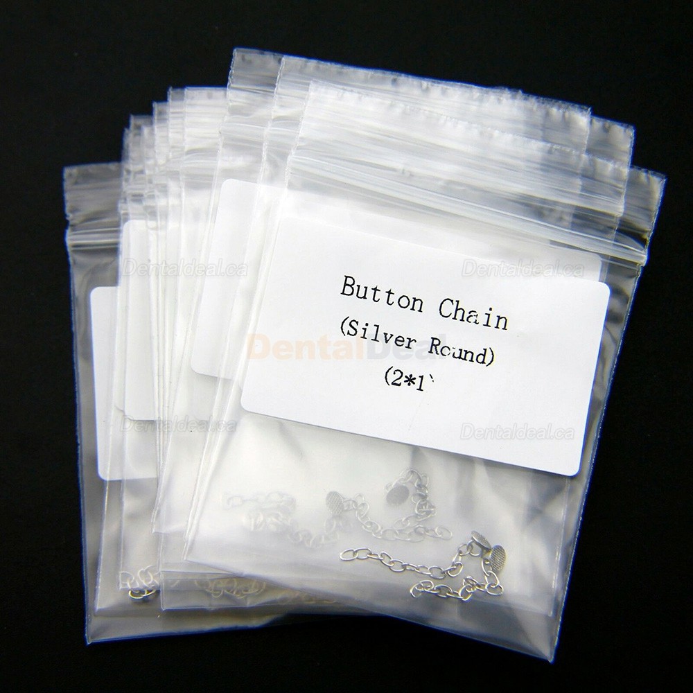 10Pcs Orthodontic Traction Chain Round Button with Chain Silver