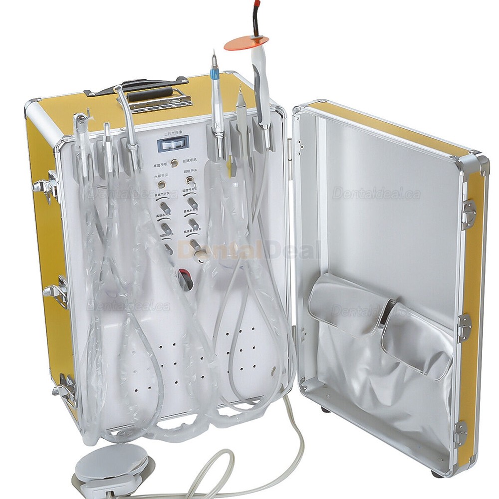 XS-341 Dental Portable Unit with Compressor +Curing Light+Scaler Handpiece 4H