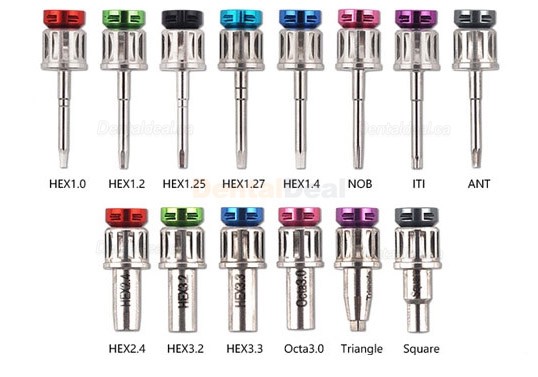 Universal Dental Implant Torque Wrench Kit with 14 Drivers