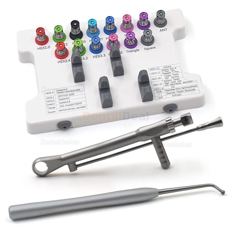 Universal Dental Implant Torque Wrench Kit with 14 Drivers