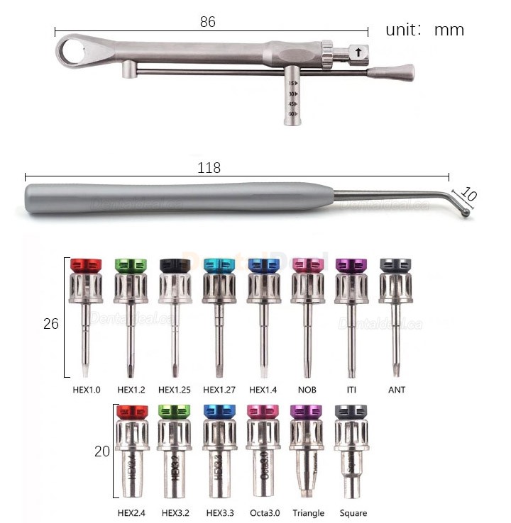 Universal Dental Implant Torque Wrench Kit with 14 Drivers