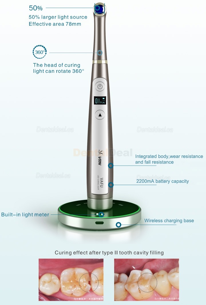 VRN VAFU Dental Wireless LED Curing Light 3200mw with Caries Detector
