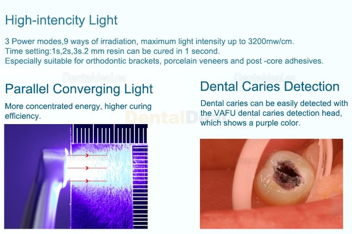 VRN VAFU Dental Wireless LED Curing Light 3200mw with Caries Detector