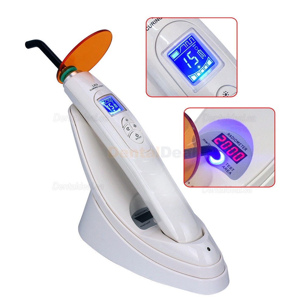 Dental LED Curing Light Cordless Resin Cure Lamp with Light Meter 2000mw/cm2
