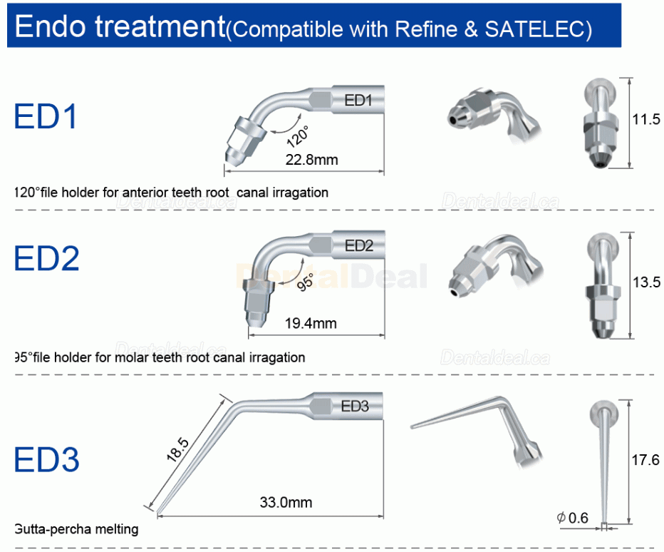 10Pcs Refine&reg; Ultrasonic Endo Tips E3D E4D E5D E10D E11D E12D E14D E15D Fit Woodpecker EMS