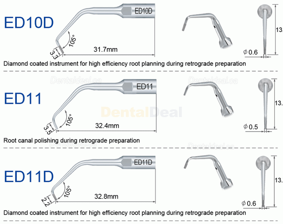 10Pcs Refine&reg; Ultrasonic Endo Tips E3D E4D E5D E10D E11D E12D E14D E15D Fit Woodpecker EMS