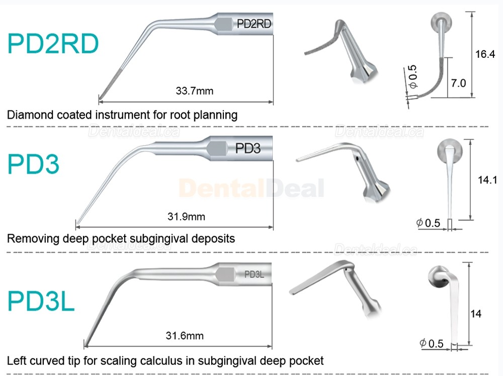 10Pcs Refine&reg; Ultrasonic Scaler Tips for Implant PD2L PD2LD PD2R PD2RD PD5 PD6 PD7 PD8 PD10 Fit SATELEC NSK DTE