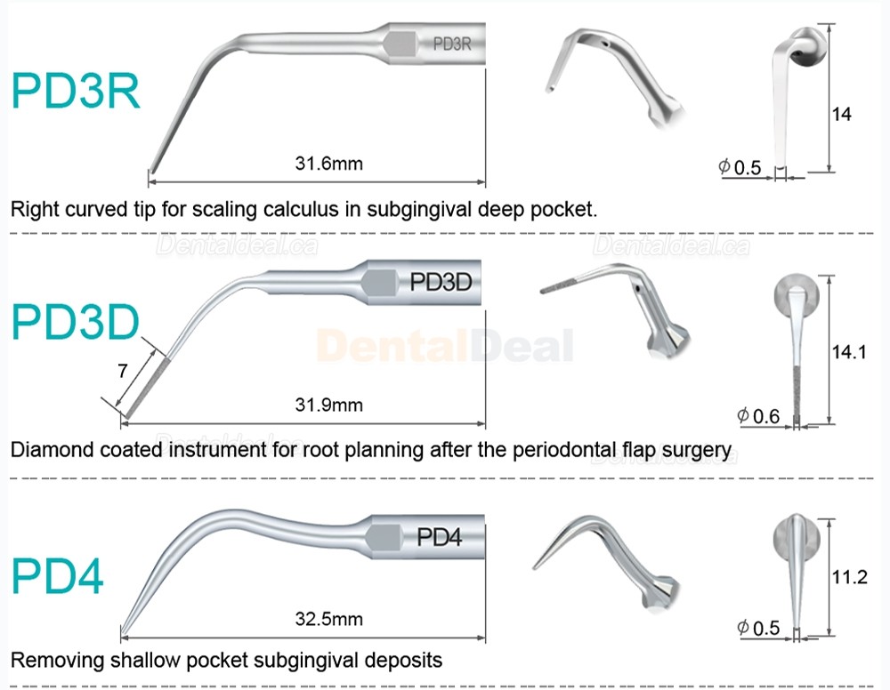 10Pcs Refine&reg; Ultrasonic Scaler Tips for Implant PD2L PD2LD PD2R PD2RD PD5 PD6 PD7 PD8 PD10 Fit SATELEC NSK DTE