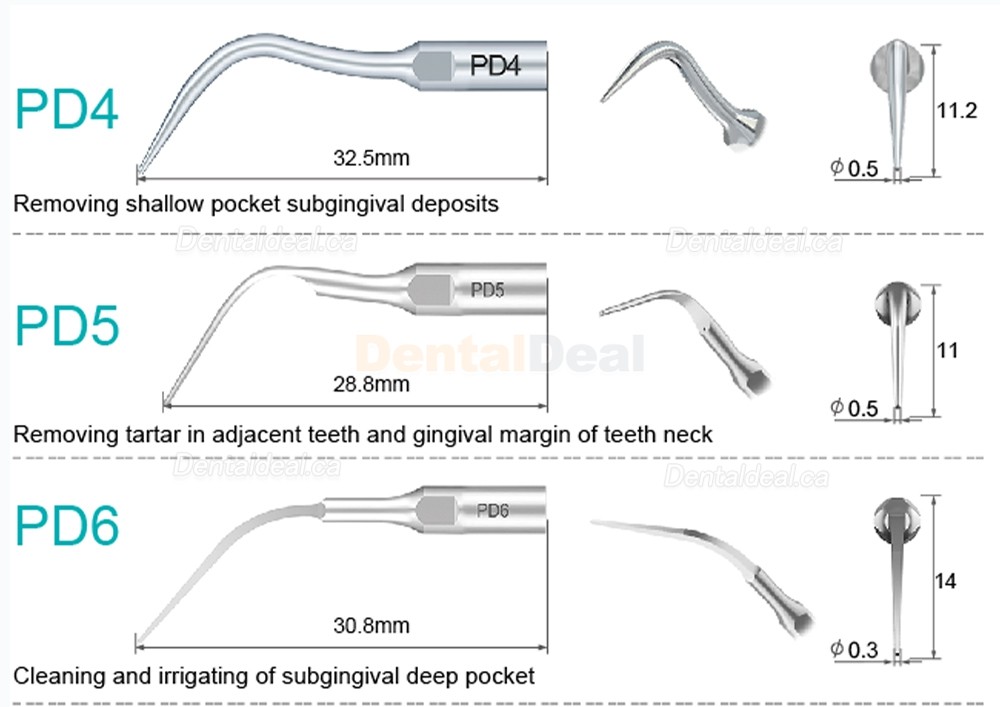 10Pcs Refine&reg; Ultrasonic Scaler Tips for Implant PD2L PD2LD PD2R PD2RD PD5 PD6 PD7 PD8 PD10 Fit SATELEC NSK DTE