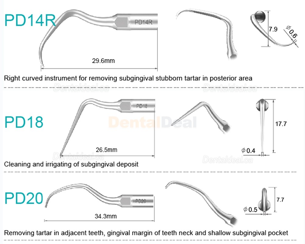 10Pcs Refine&reg; Ultrasonic Scaler Tips for Implant PD2L PD2LD PD2R PD2RD PD5 PD6 PD7 PD8 PD10 Fit SATELEC NSK DTE