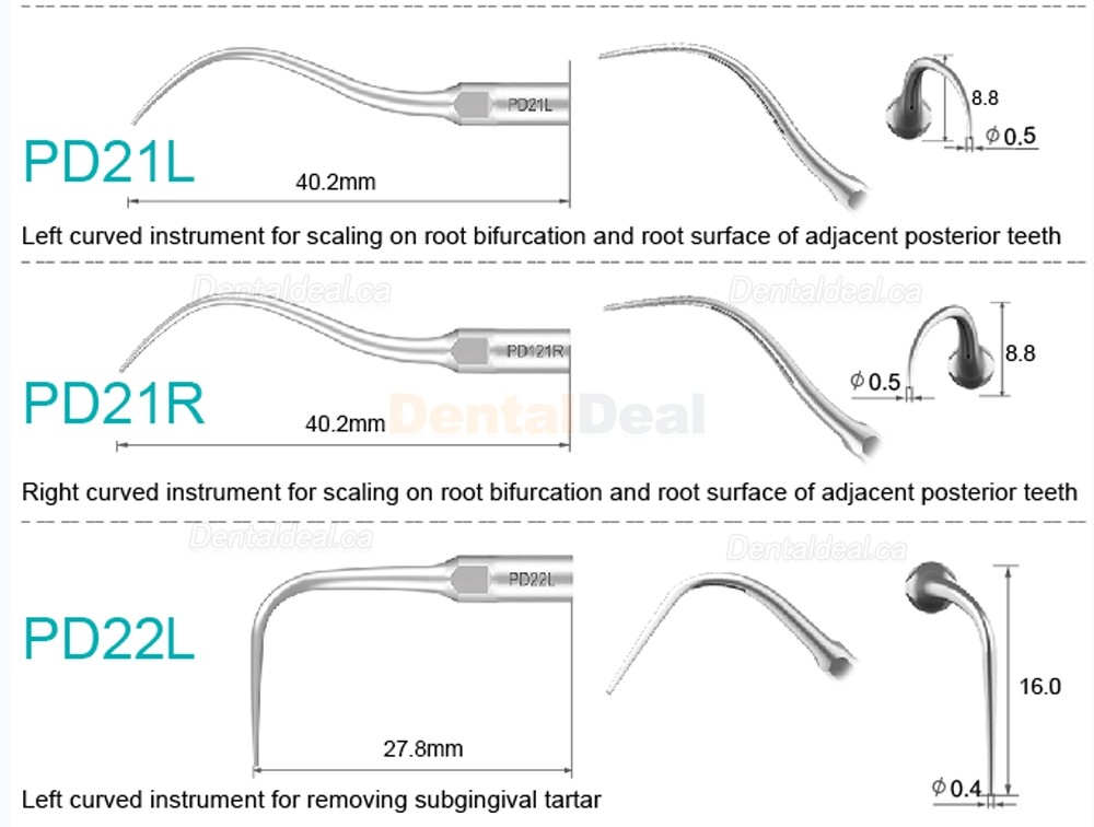 10Pcs Refine&reg; Ultrasonic Scaler Tips for Implant PD2L PD2LD PD2R PD2RD PD5 PD6 PD7 PD8 PD10 Fit SATELEC NSK DTE